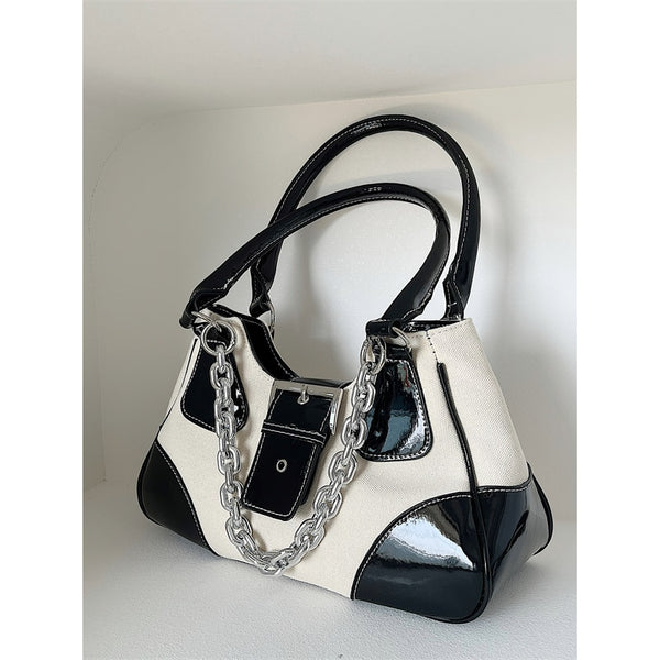 Vintage Y2k Style Patent Leather Shoulder Bag