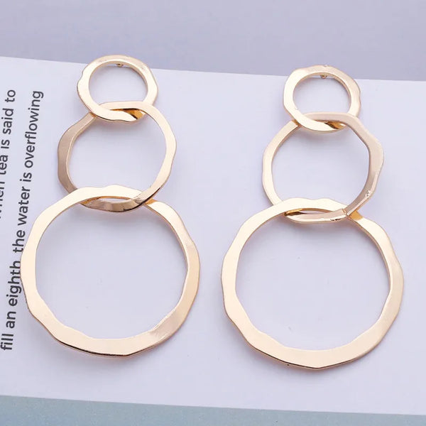Hollow Circle Drop Statement Earrings