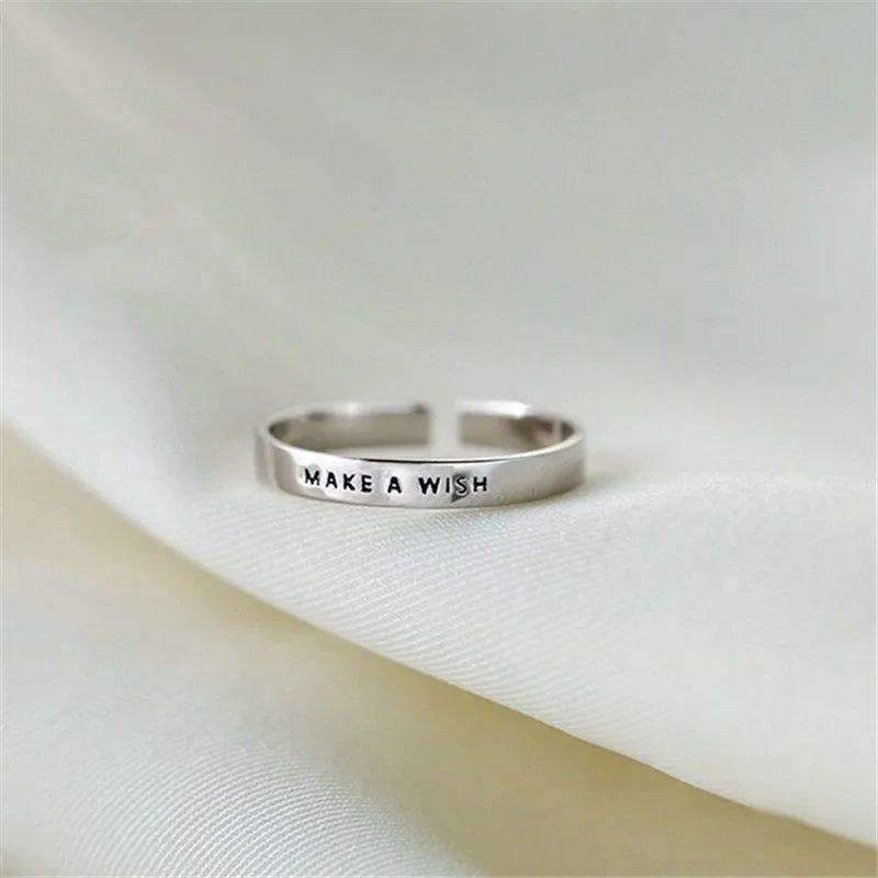 Simple Silver Make A Wish Affirmation Ring