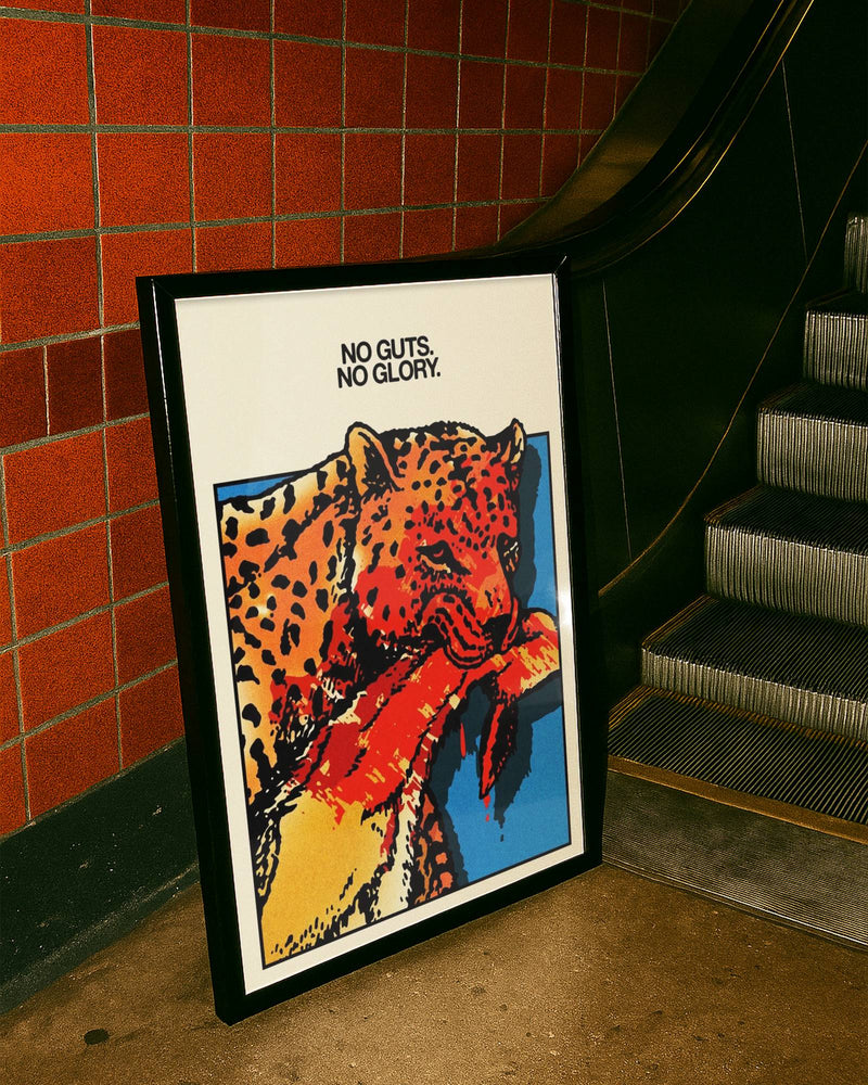 Vintage No Guts No Glory Leopard Canvas Wall Print
