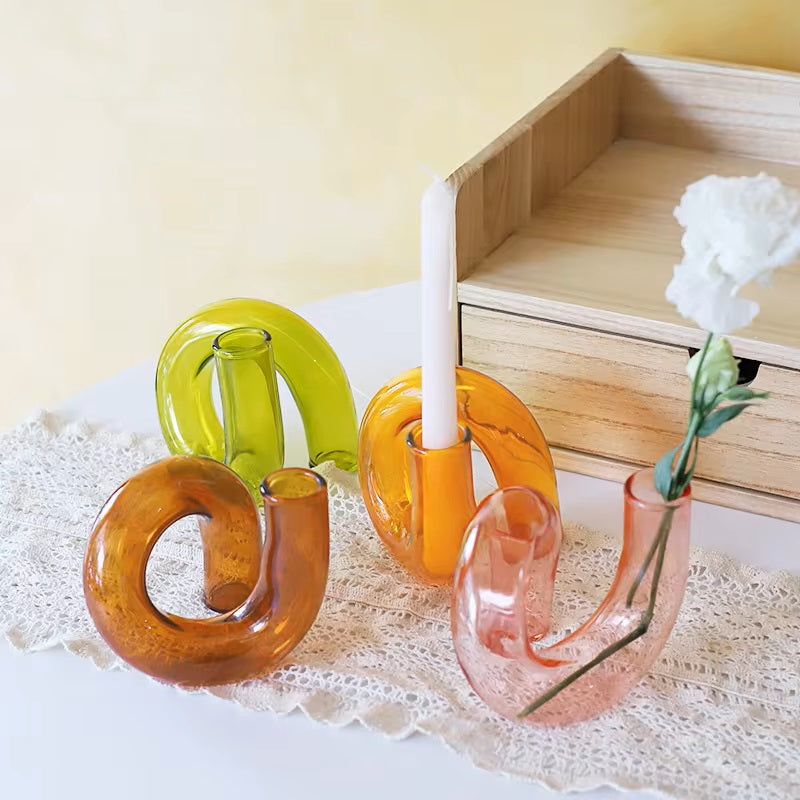 Colorful Twirl Glass Vases