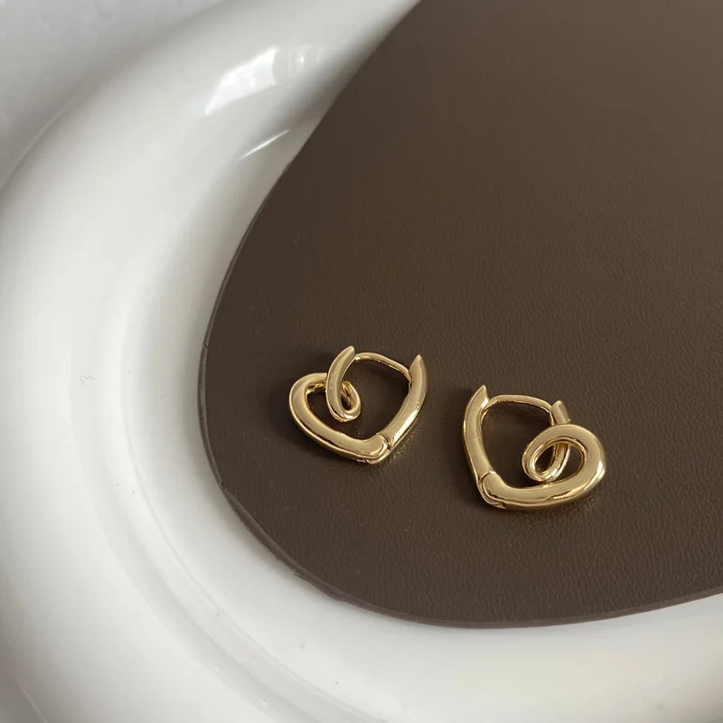 Minimalist Twisted Heart Geometric Earrings
