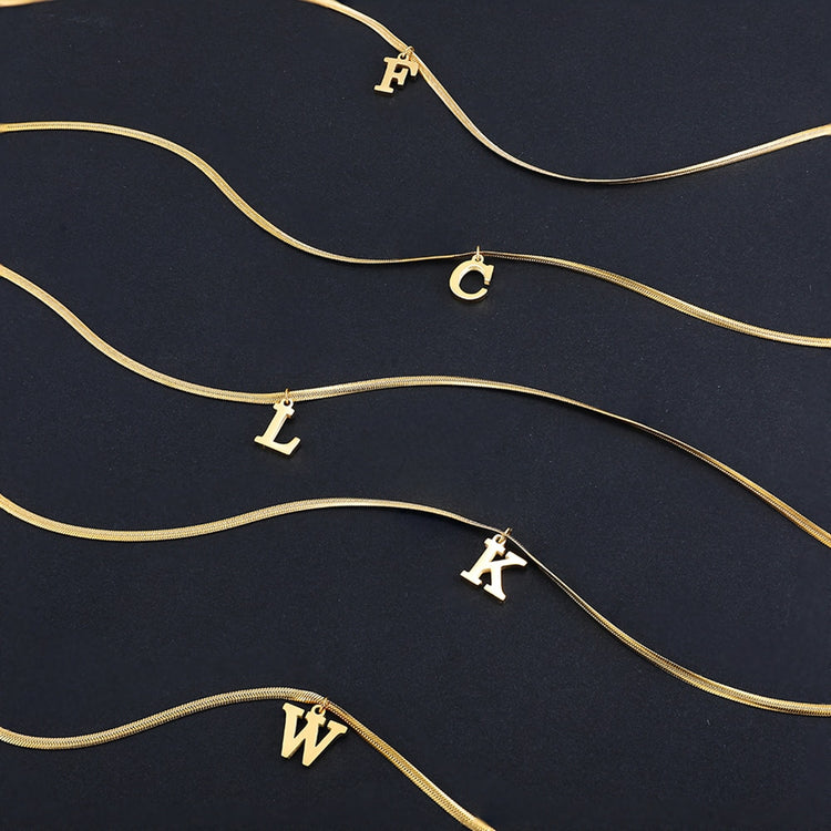 A-Z Alphabet Gold Plated Stainless Steel Pendant Necklace