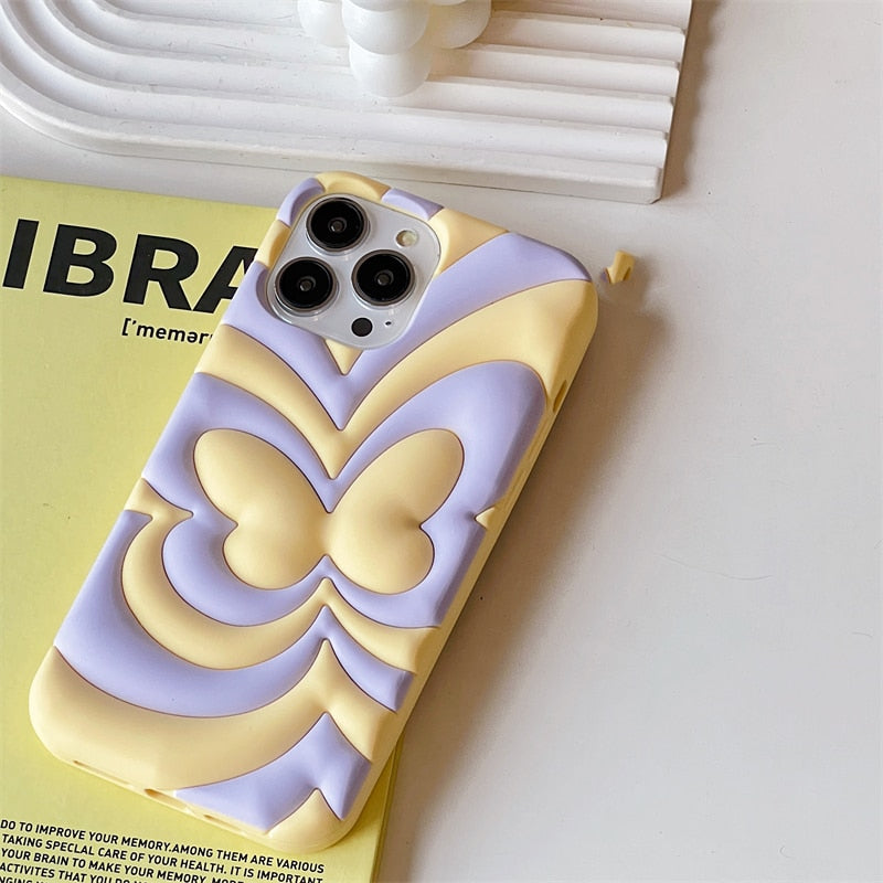 Cute Gradient 3D Butterfly iPhone Case
