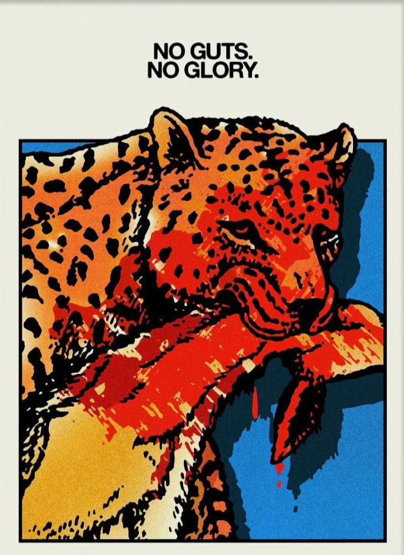 Vintage No Guts No Glory Leopard Canvas Wall Print