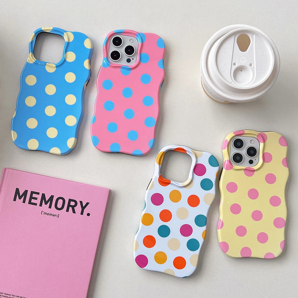Cute Pastel Glossy Polka Dots iPhone Cases