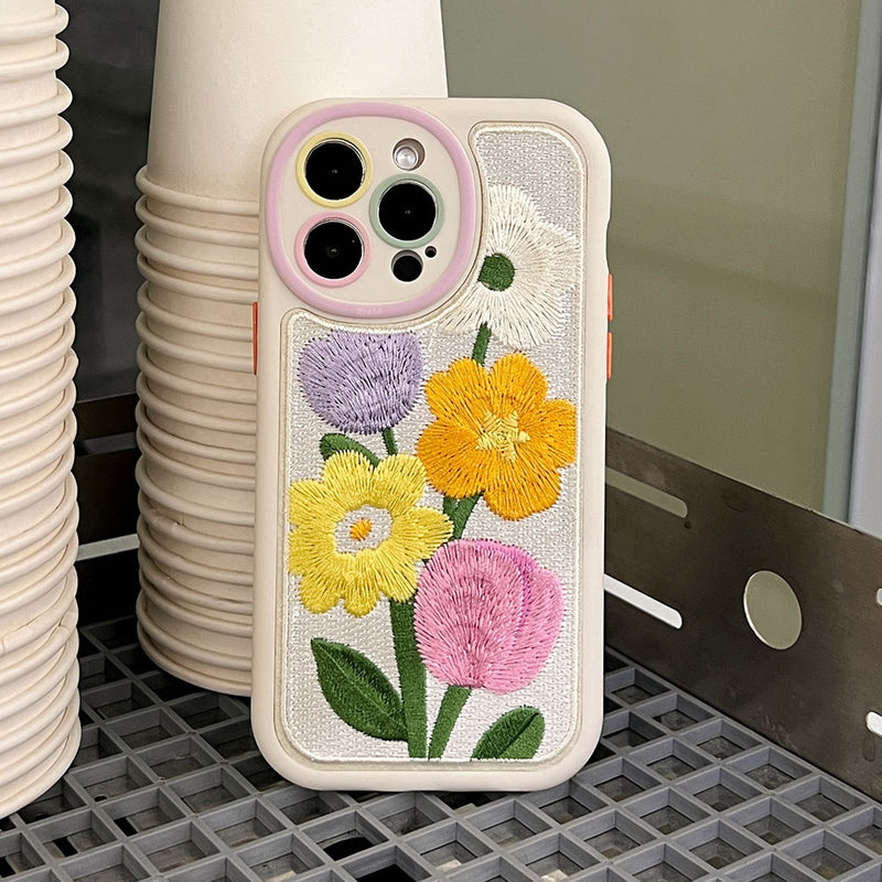 Shockproof Camera Protective Embroidery iPhone Case
