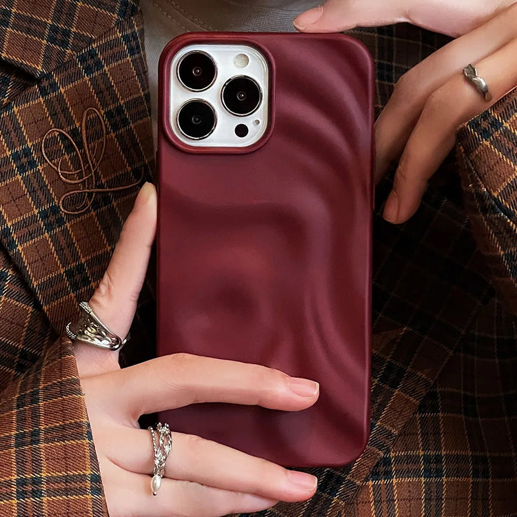 Wine Red 3D Wrinkle Soft iPhone Case