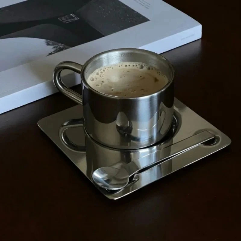 3 Piece Stainless Steel Coffee Cup Set