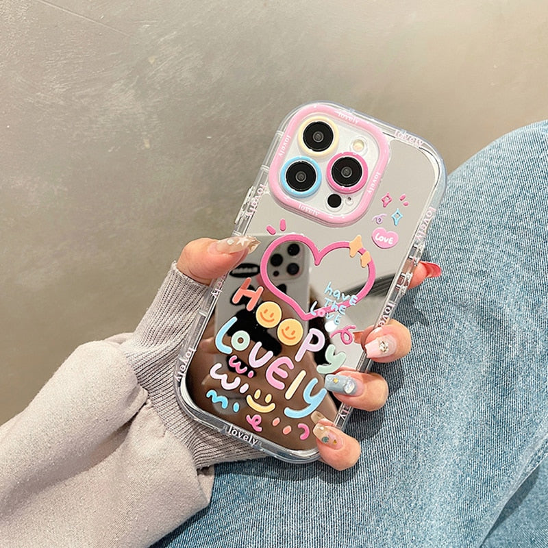 Cute Kawaii Heart Mirror iPhone Case