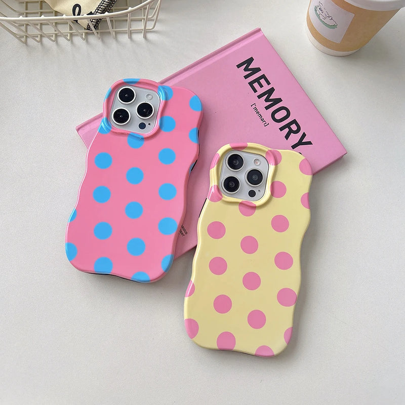 Cute Pastel Glossy Polka Dots iPhone Cases