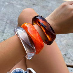 Retro Irregular Acrylic Resin Chunky Bangles