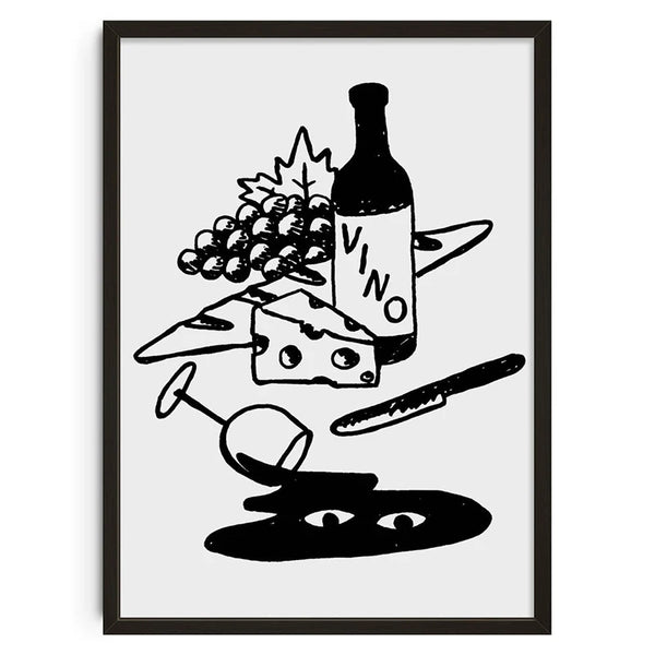 Abstract Black And White Wino Canvas Wall Art ( + more sizes)