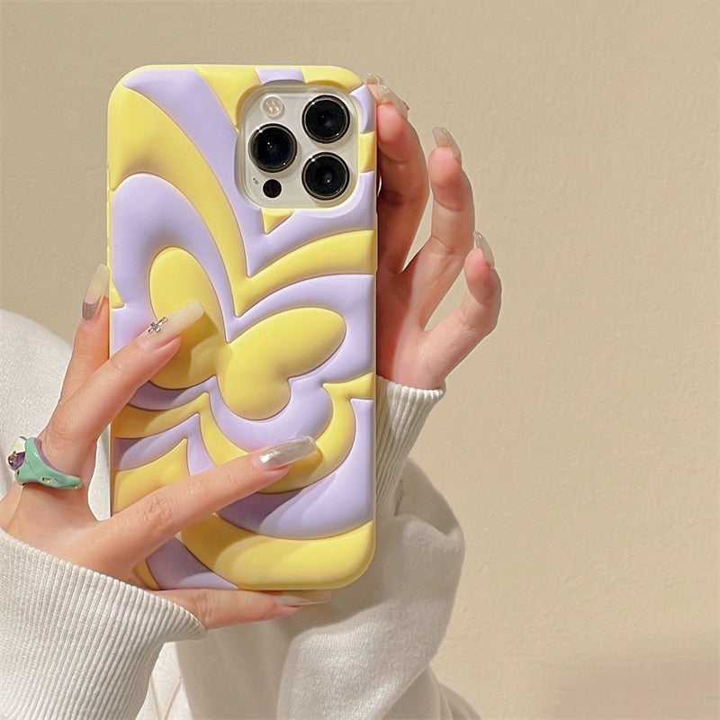 Cute Gradient 3D Butterfly iPhone Case