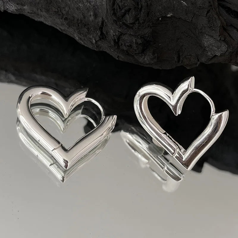 Waterproof 925 Sterling Silver Vintage Heart Hoop Earrings