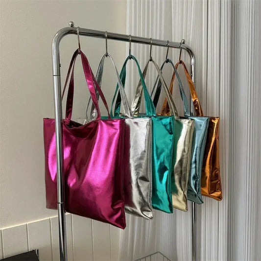 Glossy Faux Leather Spacious Tote Bag ( + more colors)