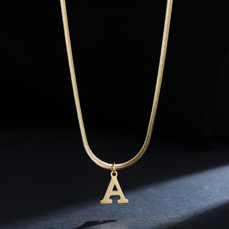 A-Z Alphabet Gold Plated Stainless Steel Pendant Necklace