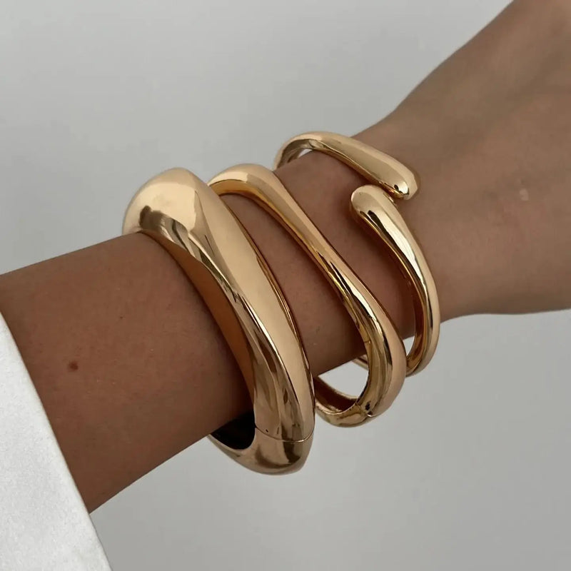 Intricate Retro Metal Cuff Bangles - Set of 3