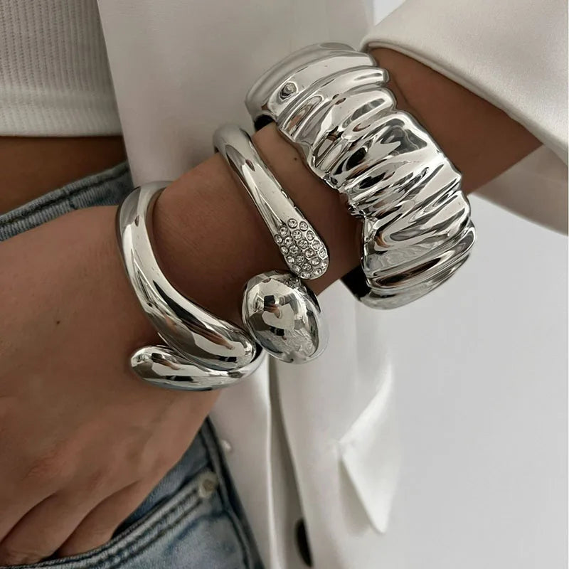 Water Resistant Wide Cuff Statement Bangles