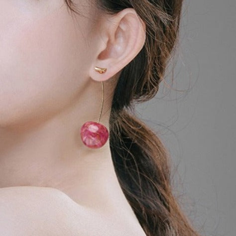 Cute Cherry Long Drop Earrings