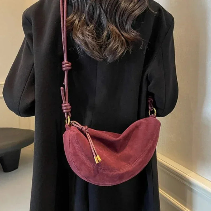 Faux Suede Crossbody Shoulder Bag
