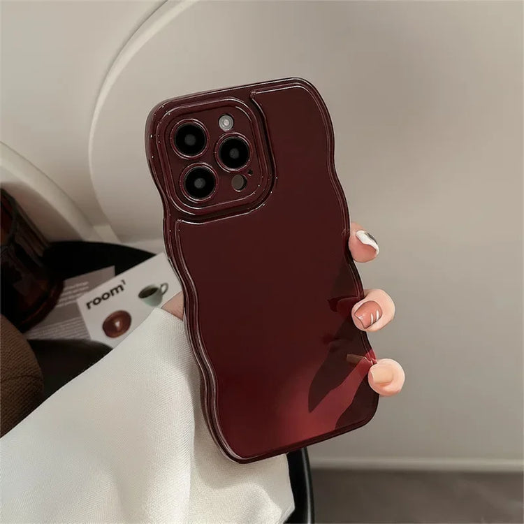 Wine Red Wavy Shockproof iPhone Case