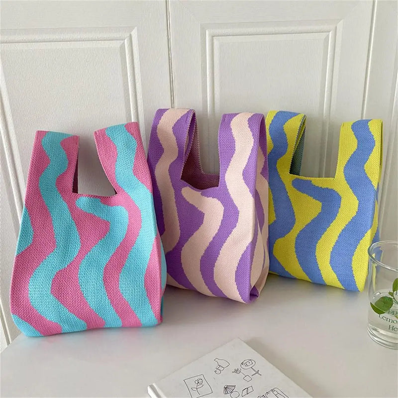 Wavy Stripes Pastel Knot Wrist Handbags