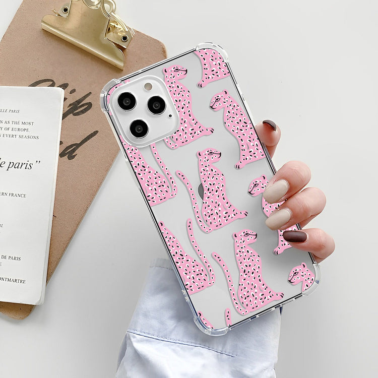 Pink Leopard Tiger Animal Painted Phone Case For iPhone