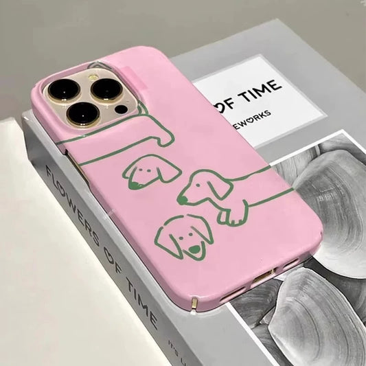 Simple Pink Dachshund Protective Shockproof Case for iPhone