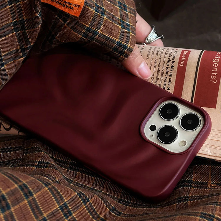 Wine Red 3D Wrinkle Soft iPhone Case