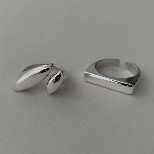 Waterproof Modern Design 925 Sterling Silver Rings - Set of 2