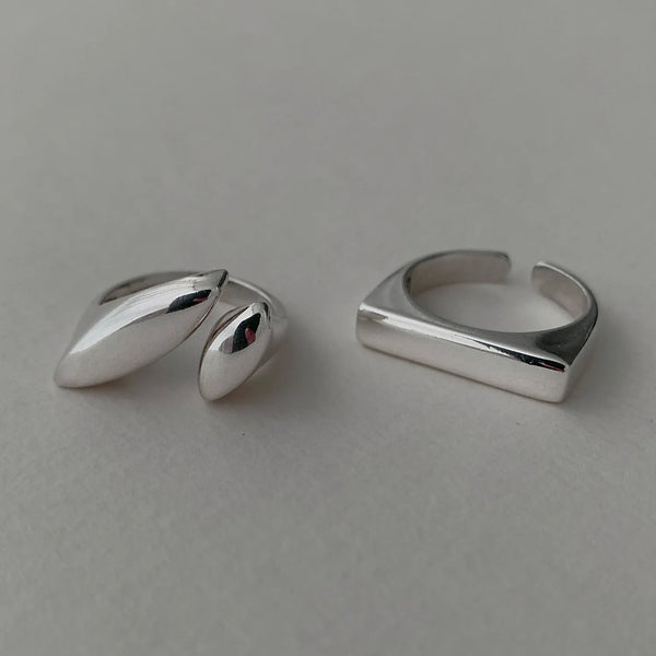Modern Design 925 Sterling Silver Rings - Set of 2