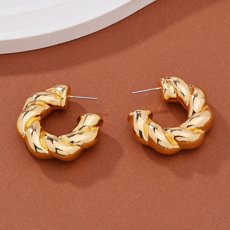 Chunky Twisted Gold Silver Hoop Earring