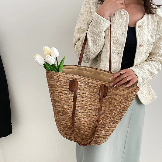 Large Capacity Straw Woven Summer Shoulder Bag