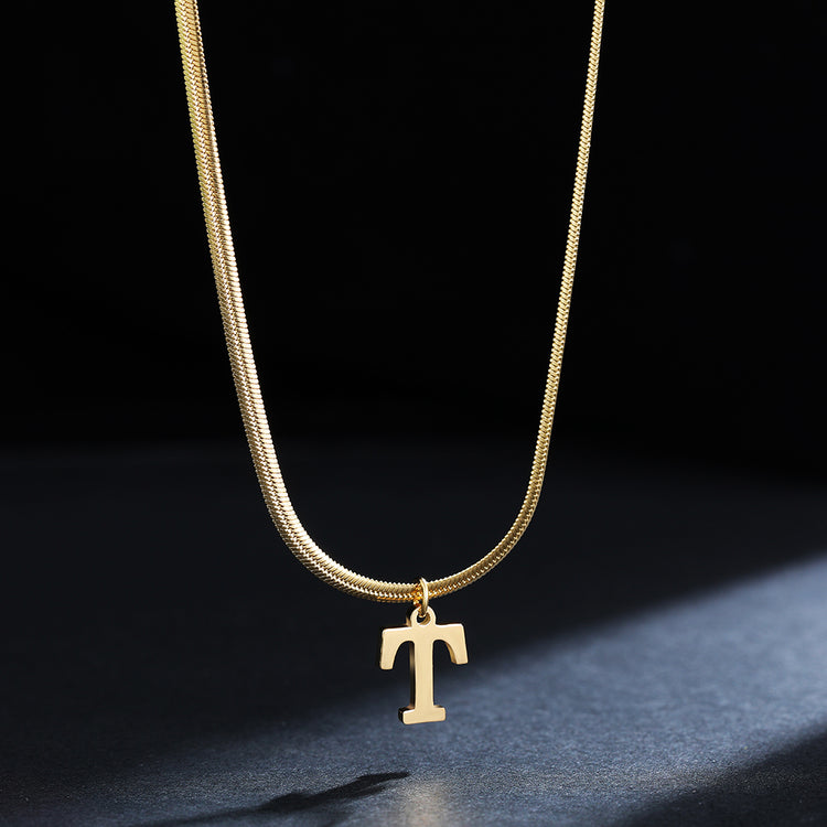 A-Z Alphabet Gold Plated Stainless Steel Pendant Necklace