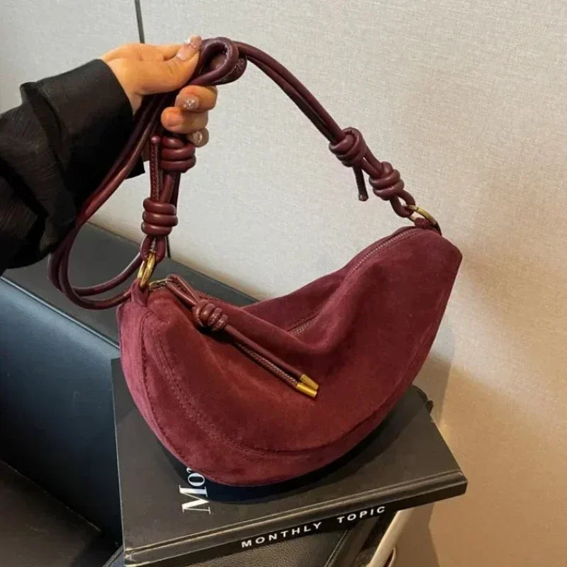 Faux Suede Crossbody Shoulder Bag