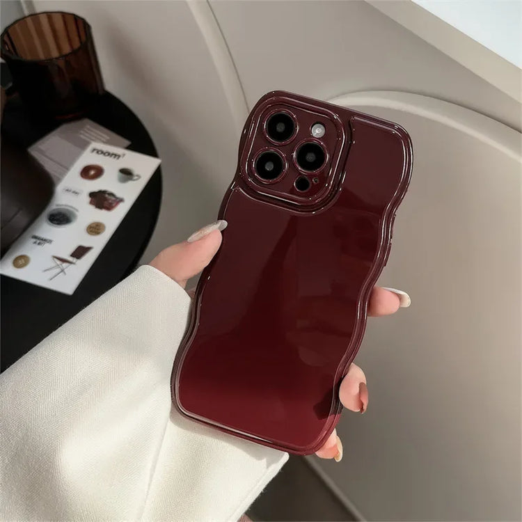 Wine Red Wavy Shockproof iPhone Case