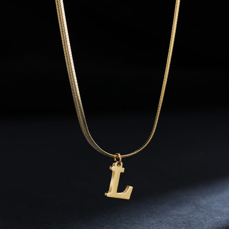 A-Z Alphabet Gold Plated Stainless Steel Pendant Necklace