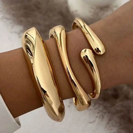 Intricate Retro Metal Cuff Bangles - Set of 3