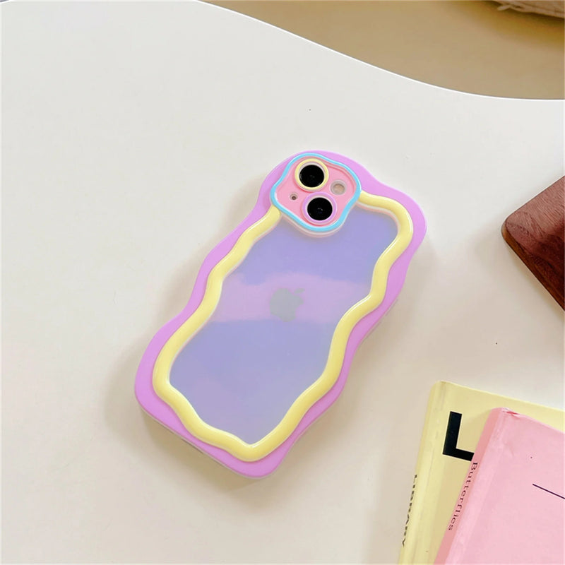 Cute Pastel Candy Color Gradient Wavy iPhone Case