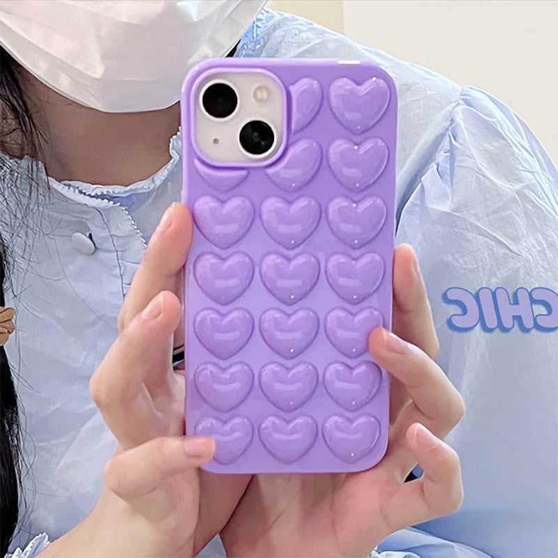 Cute 3D Love Heart Shockproof Case For iPhone