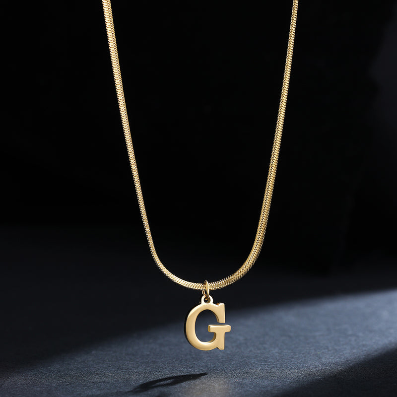 A-Z Alphabet Gold Plated Stainless Steel Pendant Necklace