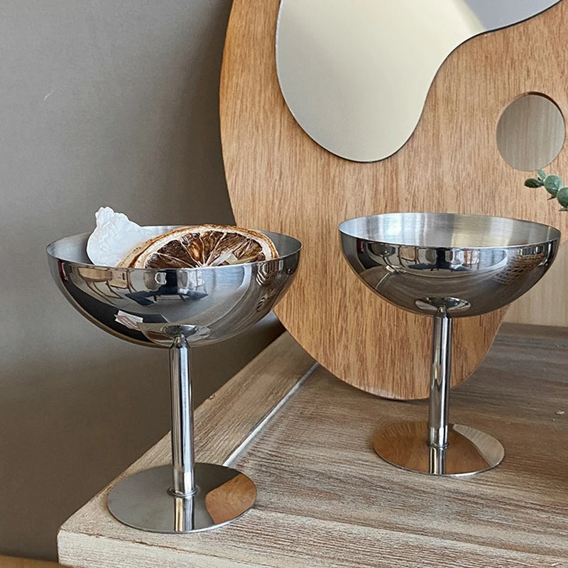 Stainless Steel Goblet Serving Cups - Set of 2