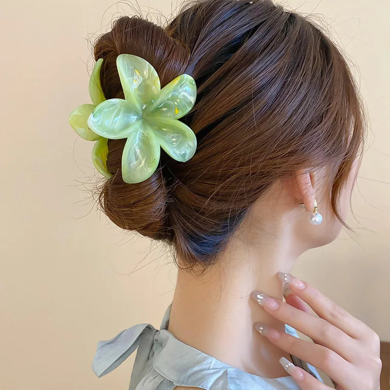 Acrylic Marble Texture Flower Hair Clip