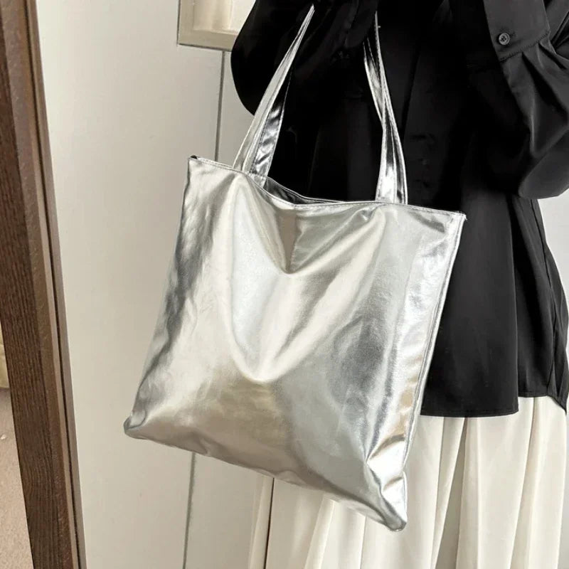 Glossy Faux Leather Spacious Tote Bag ( + more colors)