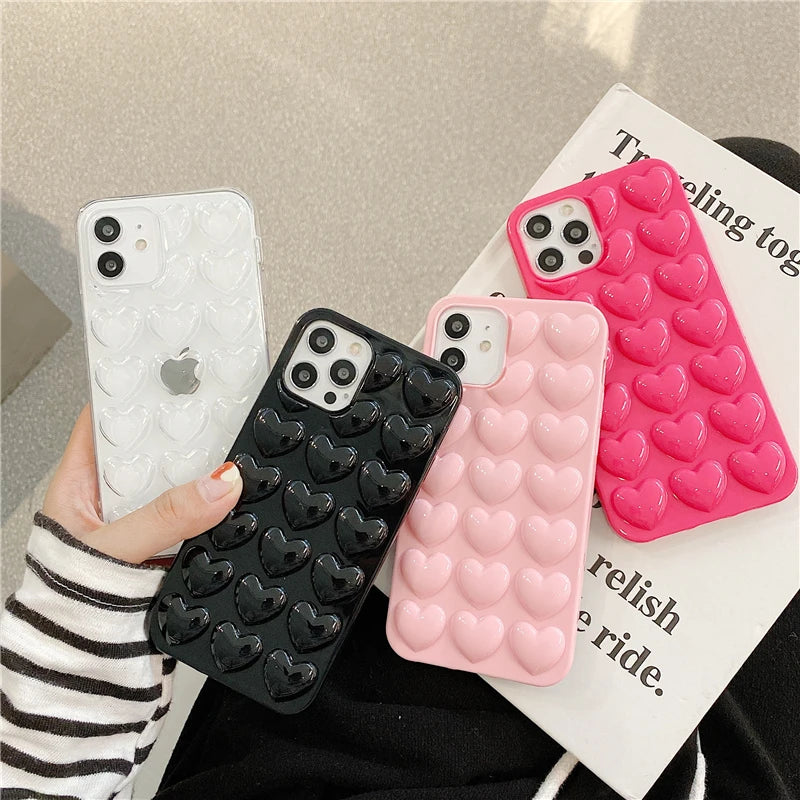 Cute 3D Love Heart Shockproof Case For iPhone