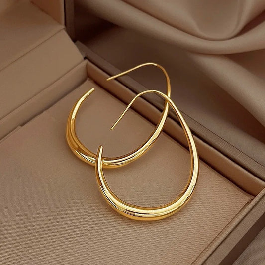 925 Silver Plated Geometric Oval Hoop Earrings