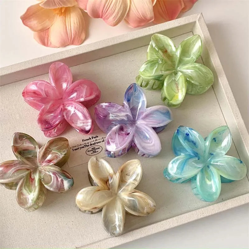 Acrylic Marble Texture Flower Hair Clip