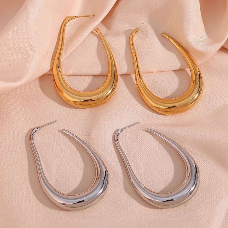 Exaggerated Pear Shape Hypoallergenic Hoop Earrings