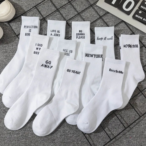 Minimalist  Funny Quote Printed Socks- 2 Pairs